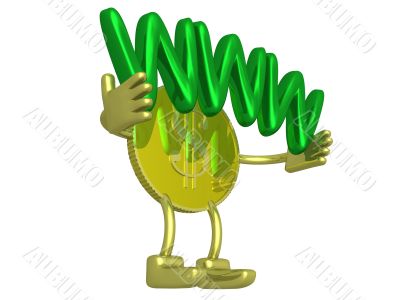 Gold dollar holding www. 3D image.