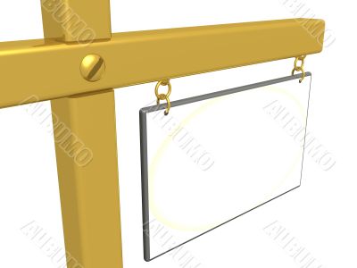 Column with the empty poster. 3d image.