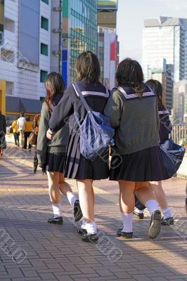 Japanese schoolgirls group