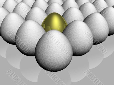 The gold egg among of some glass