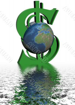 Money and world. 3D image.