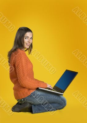 Student woman with a laptop