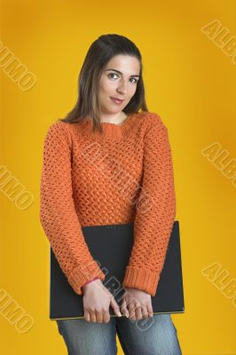 Student woman with a laptop