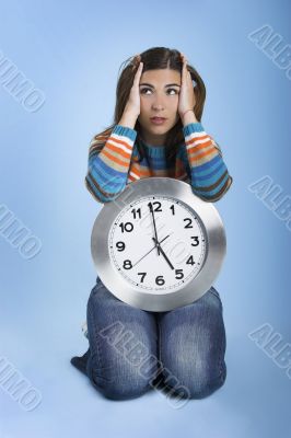 Clock Woman thinking