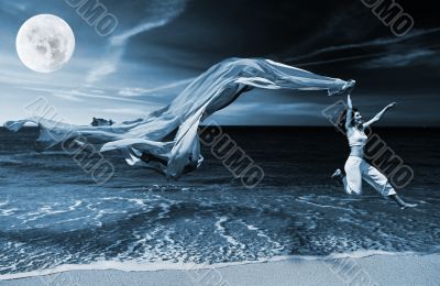 Jumping on the beach