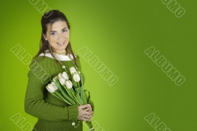 Woman with Tulips