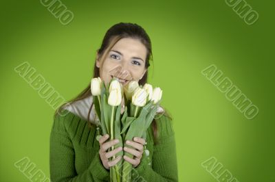 Woman with Tulips