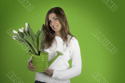 Woman with Tulips