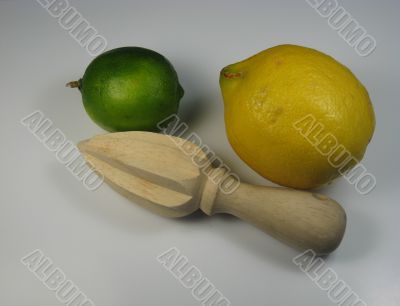 wooden juicer lime and lemon