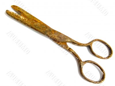 Ancient rusty metal scissors