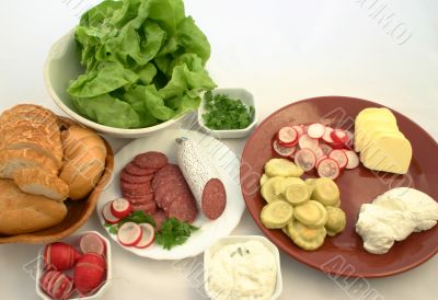 Everything ready to prepare sandwiches