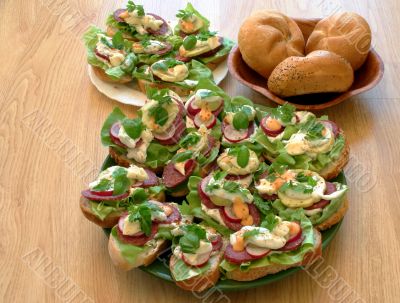 Tasty sandwiches in kitchen