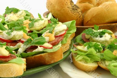 Close up at spring time sandwiches