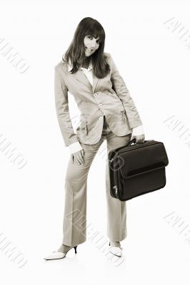 Happy Businesswoman with a briefcase
