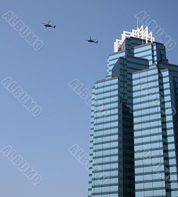 Blue Building and Choppers
