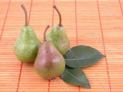 three green pears