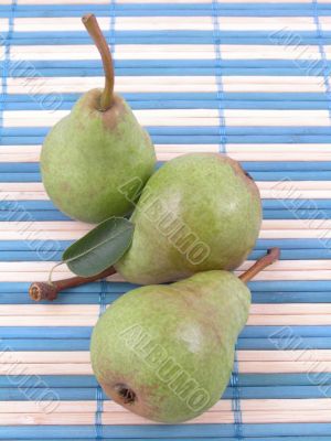 three green pears