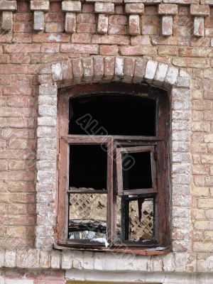 Alone aged ruined urban window