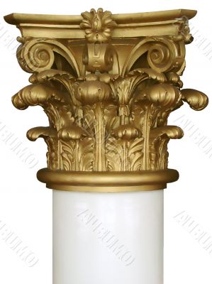 Isolated decorated column top pilaster