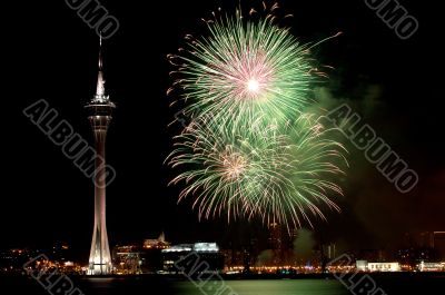 Celebration of New Year with fireworks
