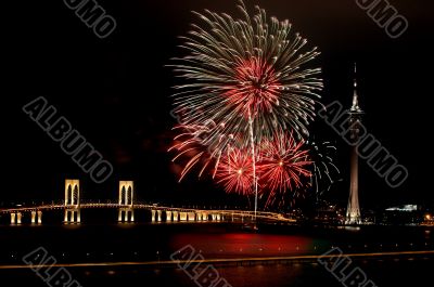Celebration of New Year with fireworks