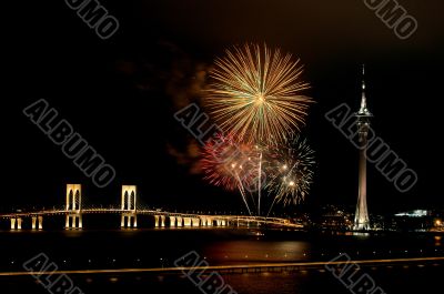 Celebration of New Year with fireworks