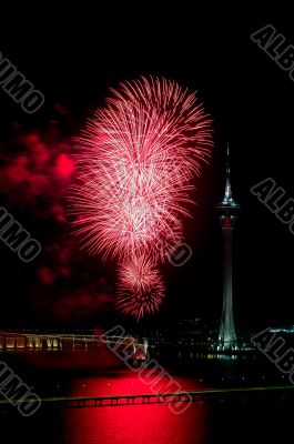 Celebration of New Year with fireworks