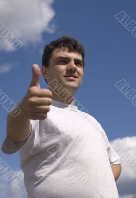Men on Blue sky