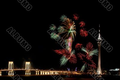 Celebration of New Year with fireworks