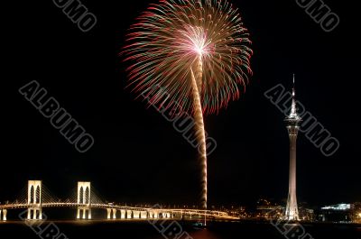 Celebration of New Year with fireworks