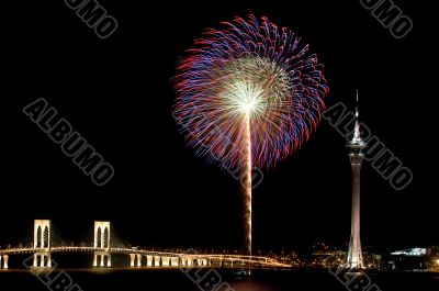 Celebration of New Year with fireworks