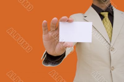 Businessman showing his card