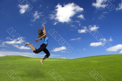 Athletic woman jumping