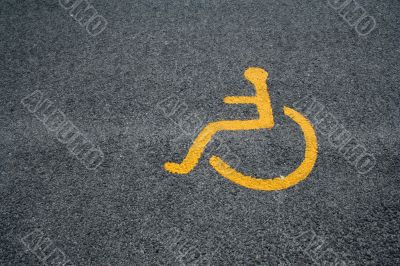 Yellow Sign For Disabled Parking