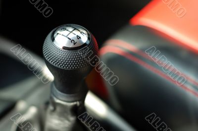Gearshift of sportive car