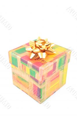 colorful box with golden ribon isolated colorful box with golden ribon isolated