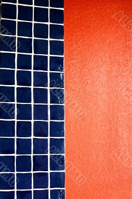 Blue Tile Red Wall