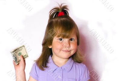 Little girl with banknote