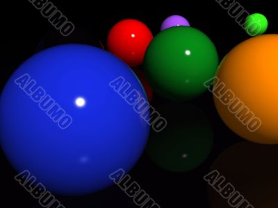 Abstract spheres over black