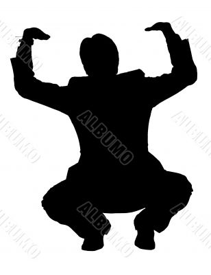 business man silhouette pushing up