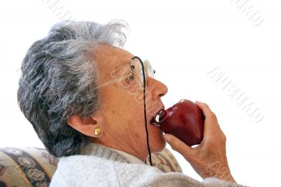 biting an apple