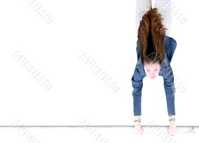 casual female doing gimnastics