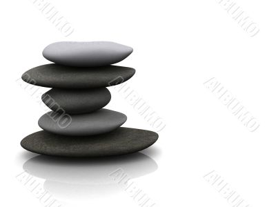 balancing pebbles over white