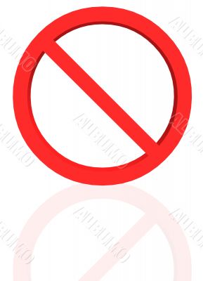 banned sign with reflection