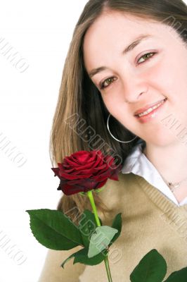 beautiful girl holding a rose