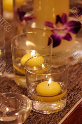 Close up shot of spa candles