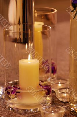 Close up shot of spa candles