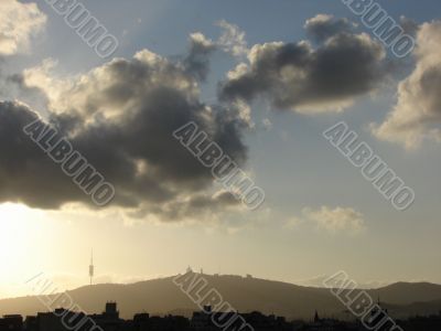 Panorama of evening Barcelona