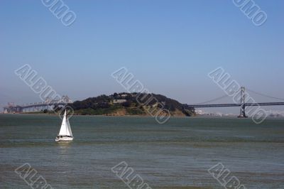 Bay Bridge and Sailboat