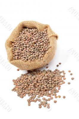 Burlap sack with lentils Burlap sack with lentils